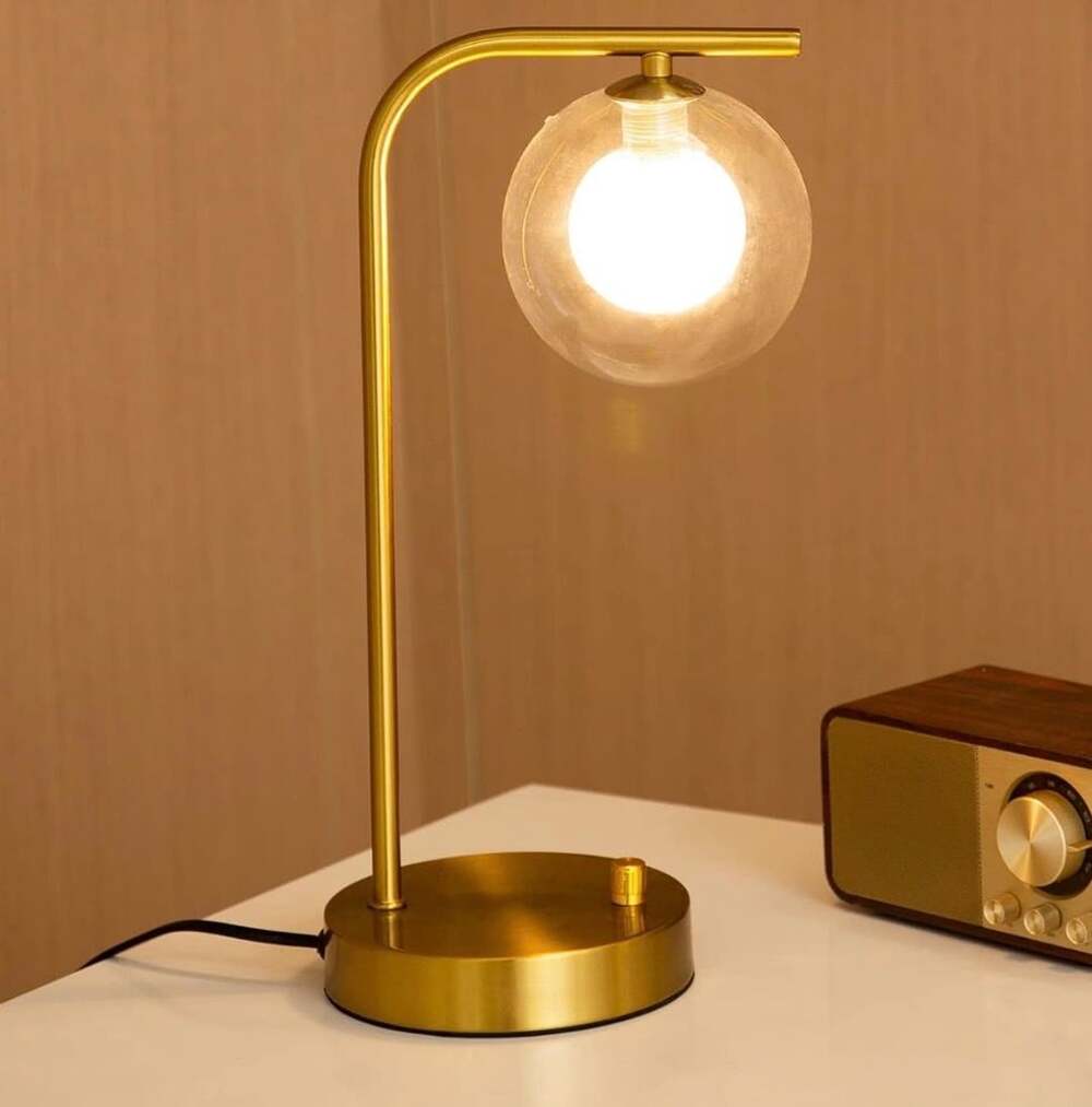 Shangpai Gold Metal Arched Glass Globe Dimmable Table Lamp